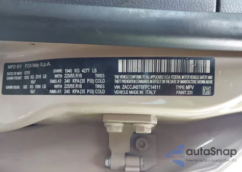 2015 Jeep Renegade Latitude z USA, uszkodzony, nr VIN ZACCJABT6FPC14811